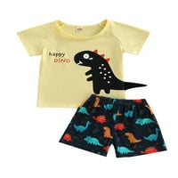 MA & Baby 0-4t Baby Boy kratki rukav Dinosaur Žuta majica + Shorts Outfit set
