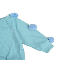 MA & Baby 2-7Y Toddler Baby Girls dugih rukava Pompom pletiva duks + suknja s gumbom Proljetna odjeća
