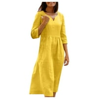 Ženske haljine Dužina gležnja A-linijska rukava Ležerne prilike V-izrez Summer Dreck Yellow XL