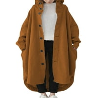 Paille ženska odjeća kapuljač kapuljača dugih rukava jakna labavi odmor jakne kava