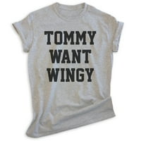 Tommy želi krila majicu, unise ženska muska košulja, košulja krila, košulja za film, komična majica, Heathery Grey, 3x-Large