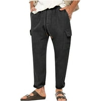 Ifshaion muns pidžama hlače elastična struka navlaka u boji pune boje pamučne posteljine hlače modne