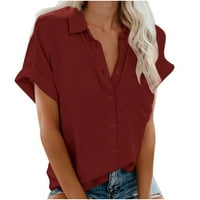 Cacommmark pi plus veličine vrhova čistoća žena kauzalno dugme Čvrsta bluza s kratkim rukavima Ljetna majica crvena