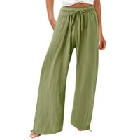 Joga hlače za žene plus veličine pamučne posteljine široke pantalone za noge za žene čišćenje elastične