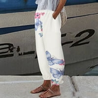 Symoidne ženske pantalone - Ženska ljetna casual udobna labava džep solidna hlače u boji Blue & XXL