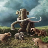 Kolumbijski mamut i saber-nazubljeni mačke poster Print Spencer Sutton Science izvor