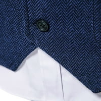 Zodggu HERINGSBONE Tweed Suds Vest Vintage za muškarce bez rukava Tuxedo Slim Fit Solid Sports Business