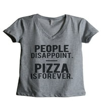 Temper Pizza je Forever Ženska opuštena majica V-izrez Tee Heather Siva Velika