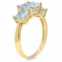 2. CT briljantna princeza Clear Simulirani dijamant 18k žuti zlatni pasijans sa akcentima Trobonski prsten SZ 8.25