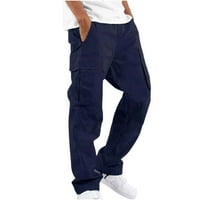 Muškarci plus veličine hlače, čvrsti višestruki džepovi na otvorenom ravno tipom fitness hlače hlače