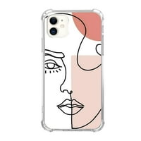 Line Art ženska futrola kompatibilna sa iPhone 12, jedinstvenim umjetničkim dizajnom TPU cofper cover