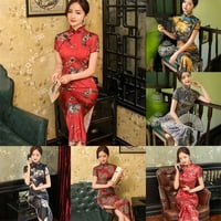 Luksuzni ženski saten tiskali kinesku dugu haljinu Cheongsam Qipao