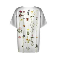 Ljetni vrhovi Casual V izrez Cvjetni print Šifonske košulje s gumb-dolje Na vrhu Comfy Dressy Tshirts