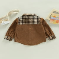 Toddler Baby Boy Girl majica kaput, karirani ispis patchwork dugih rukava za zatvaranje nagiba za zatvaranje