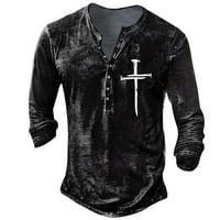 Bazyrey muška jakna crna grafika i vezena modna majica i jesen dugi rukav tiskani pulover dugim rukavima