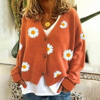 Zunfeo Cardigan džemperi za žene - labav fit casual pletene nove dolaske T majice narančasta l