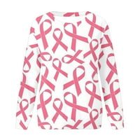 Duks raka dojke za žene, ženska ružičasta grafička majica za srce casual dugih rukava, paulovnice za