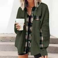 Cardigan džemperi za žene Ženska modna labava lutka patchwork nepravilni lažni džepni džep jakna zelena