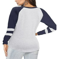 Uhndy Women Pen Ležerne prilike sa labavim prugastim majicama dugih rukava kontrastni pulover vrhovi