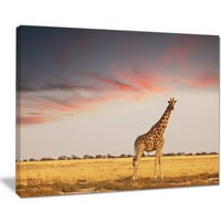 Dizajnerska umjetnost 'Jednokrevetna žirafa u Savannah' fotografskim otiskom na zamotanu platno