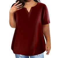 SKPBlutn ženski gumb dolje majice Ljeto casual udobne vrhove Solid V džep izrez labav ljetni Hidden