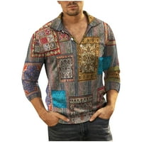Muška odjeća Moderan pulover dugih rukava za muškarce folklorne tipke za ispis ovratnika