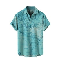 Plave golf majice za muškarce muškaraca Havajske casual ljetne košulje s kratkim rukavima tiskanim fit plažom majice s džepom