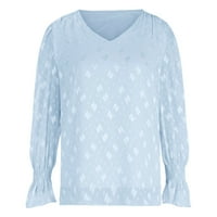 Prodaja Ženska majica za rukavu od plare Solid Boja V-izrez Šifonska majica TOP Ležerne prilike za žene