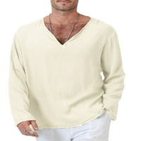 Diconna Muška majica s dugim rukavima Solidna boja V-izrez etničko stil vrhovi opruge Fall Fhion Cual