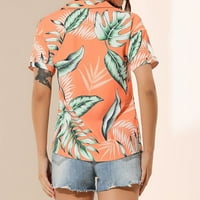 Havajski majice za žene Ženska ljetna modna šifonska majica V izrez Tunic kratkih rukava Top pogodan