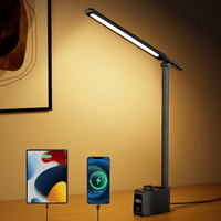 Stolna lampa sa USB priključkom za punjenje - mala stolna svetlost sa satom za kućni ured, nivoi osvetljenja