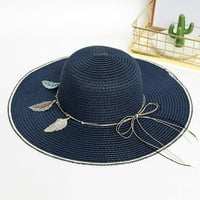 HHEI_K Ženska široka slama Panama Rollid Hat Disketa Tweed Hat Hat Hat