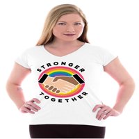Jači zajedno Socijalna pravda Ženska sitna majica V-izrez Brisco Brends 3x