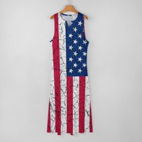 Američka zastava Maxi haljina za žene Ležerne prilike ljeto bez rukava bez rukava za neovisnost Dnevna
