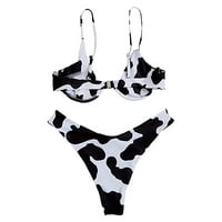 Ženska visoka kontrastna krava za tisak Top Split bikini set kupaći kostim