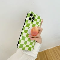 Toyella Jednostavna zelena šahovska rešetka narančasta futrola Silikonska bijela granata krušnog nosača iphone 11PRO
