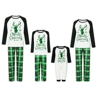 Jaweiwi božićna pidžama set za obitelj podudaranje s dugim rukavima grafičke majice + kaidne pantalone