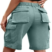 Glonme Women Mini pant Dugme Teretna kratke hlače Srednja struka Bermuda Hot Hlače Pješačke vrećice