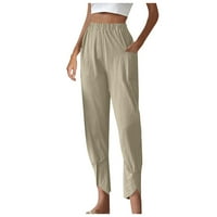 Ženska modna temperamenta sa punim bojama Casursed pantalone Labavi džep pamučni konopci Trpe Male pantalone