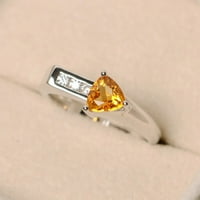 Žuti citrinski, strelica, sterling srebrna, vjenčani prsten, zaručni prsten za žene