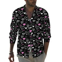 Zrbywb Proljeće Muška elegantna tanka košulja Muške Valentines Day Modni casual 3D digitalni gumb u