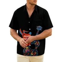 Muški smiješni havajske majice crtani coco miguel 3D grafički grafički gumb dolje kratki rukav tropski