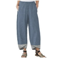 Tking modne ženske hlače za pamučne i posteljine elastične struine labave mogle ležerne hlače Sedme