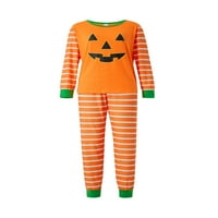 Wassery Halloween Porodica koja odgovara Pajamas set, Halloween Stripe Pumpen Print okrugli vrat Dugi