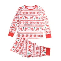 Lenago Božićne pidžame za porodični roditelj-dijete topli božićni set tiskani kućni nošenje pidžama