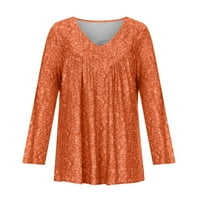 Ylioge Womens Plus Veličina Modni casual Solid Color Tisak V-izrez kratki rukav Ruched bluza tunika
