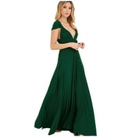 Haljine s jednom ramenima za žene čvrste boje A-line bez rukava duga rukave na ležernu haljinu zelena