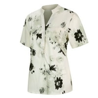 Voss Fashion Plus kratka štamparska veličina majice za jednostavnu rukavu Top bluza Ženska džepa Ženska