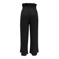 Ženske hlače od solidne boje duge palazke hlače lagana težina u obliku ljetne pantalone visoke struke