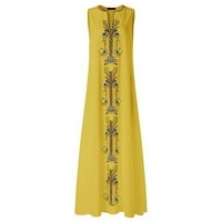 Haljine za žene za odmor maxi v-izrez kratki rukav proljeće žute cvjetne haljine xl